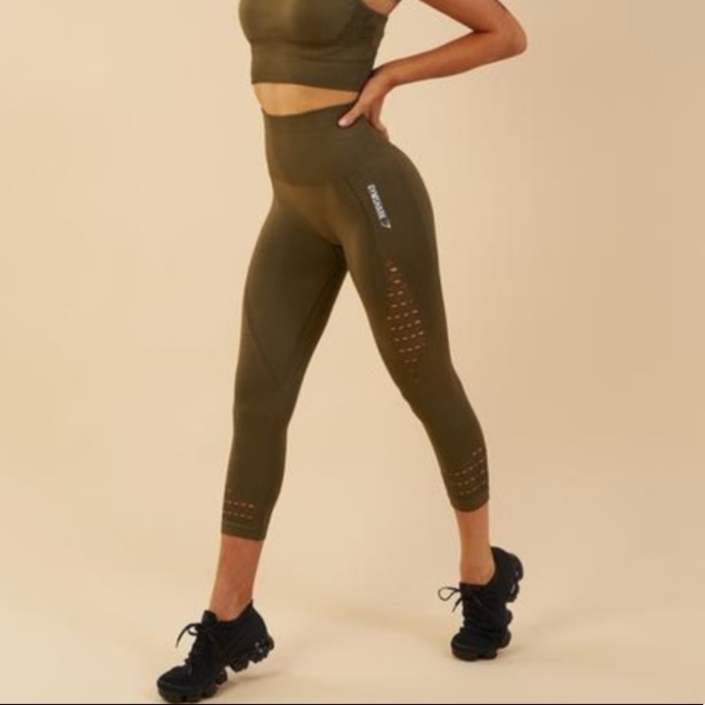 Gymshark Energy Seamless Cropped - Olive Green